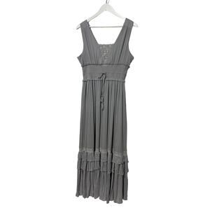 In Loom Womens Size Large Sleeveless Smocked Waist Flowy Maxi Dress Gray NEW